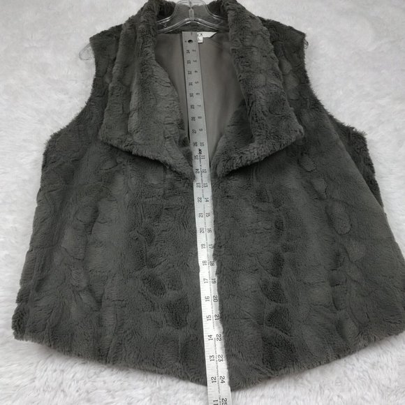 Jack Womens Vest Faux Fur Gray Sleeveless Lined Shawl Collar L - Picture 3 of 12